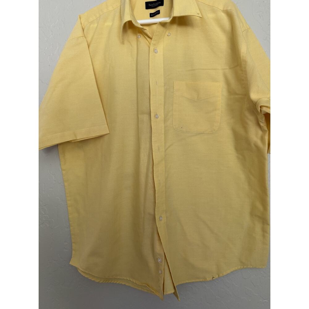 Van Heusen Men’s Short Sleeve Button Up Dress Shirt, Yellow, XL, 17-17 1/2